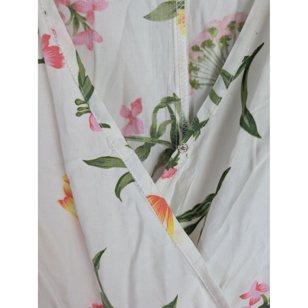 Piyama Romper Womens Small White Floral Wrap Ruffle Hem 3/4 Sleeve V Neck Boho‎ - Picture 6 of 8